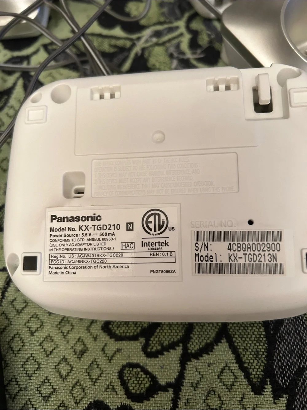 Panasonic Silver Cordless Phone Set with Three Handsets and Chargers